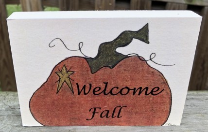 Wood Block B412 Welcome Fall 