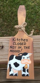 BP201 Butter Paddle Kitchen Closed Not in the Mood Cow Wood Paddle 