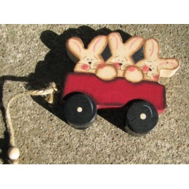 Wood Shelf Sitter C0207 - Rabbit in Wagon