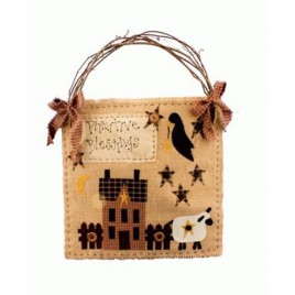 Primitive Burlap Hanger - CDA4492 Primitive Blessing Crow and Sheep 