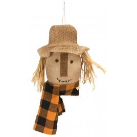 Scarecrow Head Hanger with Buffalo Check Scarf  Scarecrow Head Hanger with Buffalo Check Scarf