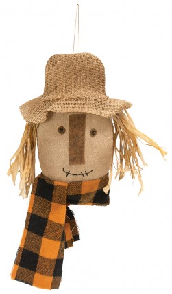 Scarecrow Head Hanger with Buffalo Check Scarf  Scarecrow Head Hanger with Buffalo Check Scarf