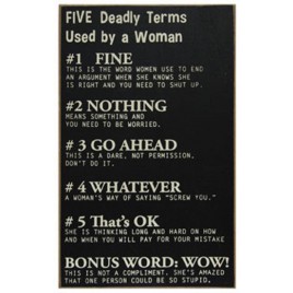 Primitive Wood Box Sign GCS6552 - Five Deadly Terms Sign
