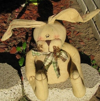 E634P - Fabric Bunny with Plaid Bow E634P - Fabric Bunny with Plaid Bow