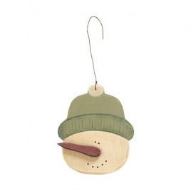 Wood snowman with winter cap