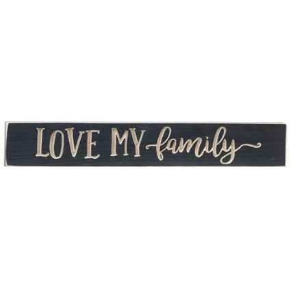 G9308 Love my Family engraved wood block slate gray G9308 Love my Family engraved wood block slate gray