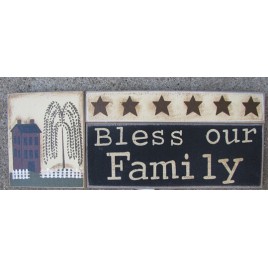 GJHA0555B-Bless our Family Wood Block 