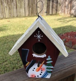 Christmas Decor 90015R-Snowman Wood  Birdhouse