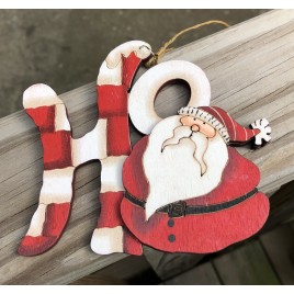 Wood Santa Christmas Ornament 