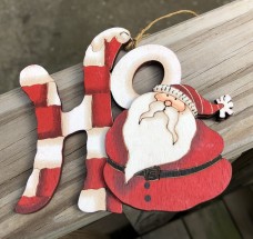 Wood Santa Christmas Ornament 
