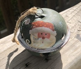 989228GT Santa Bell Metal Christmas Ornament