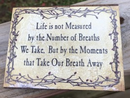Primitive Wood Block BJ-149B Life is not Measured by the Number of Breaths We Take