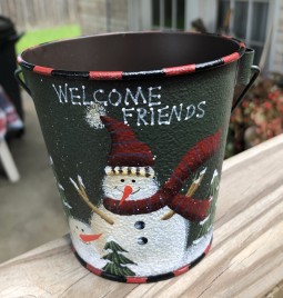 60355G - Green Snowman Bucket with handle
