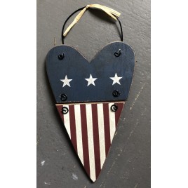 Patriotic Wood Heart Ornament 