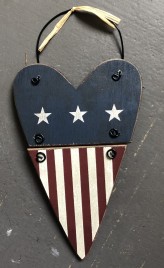 Patriotic Wood Heart Ornament 