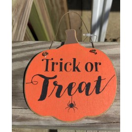 GJHF7063TT - Trick or Treat Wood Pumpkin  GJHF7063TT - Trick or Treat Wood Pumpkin