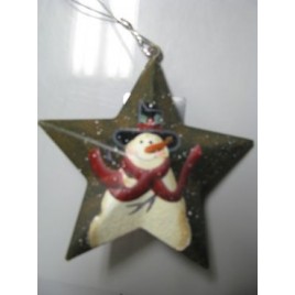 OR201 - Snowman Metal Red Scarf Christmas Ornament 
