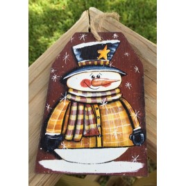 69705TBRNB- Burgundy Snowman Tag