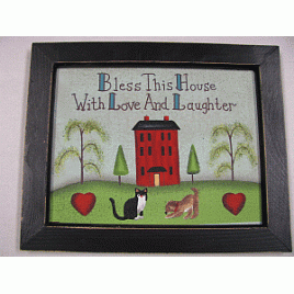 CAN4 - Bless This House with love and laughter canvas framed print 