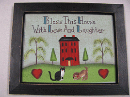 CAN4 - Bless This House with love and laughter canvas framed print 
