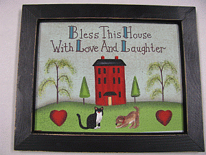 CAN4 - Bless This House with love and laughter canvas framed print 