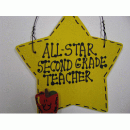 Teacher Gifts Yellow Star w/Apple 7006 All Star Second Grade Teacher
