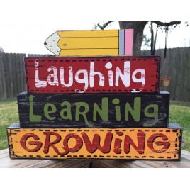 Teacher Gifts Desk Sign U0394L Laughing Learning Growing