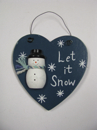 WD1055 Let it Snow  Snowman Wood Heart 