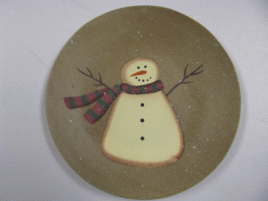 Primitive Wood Plate NEW 3 Snowman Plate 