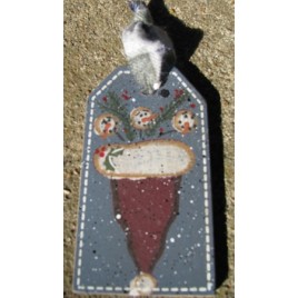 JS34847UHS-Snowman Upsided down hat wood tag JS34847UHS-Snowman Upsided down hat wood tag