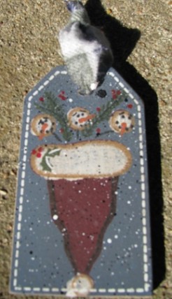 JS34847UHS-Snowman Upsided down hat wood tag JS34847UHS-Snowman Upsided down hat wood tag