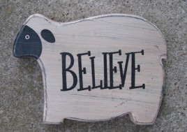 KLY60422 - Chunky wood Sheep-Believe