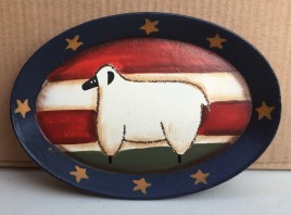 OPS3 - Sheep Oval Wood Plate 