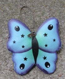 or322- Blue Butterfly Metal Ornament  or322- Blue Butterfly Metal Ornament