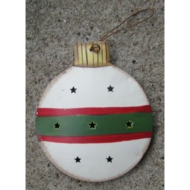 OR-341 - White/Green Ball Metal Ornament