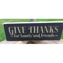 Primitive Country Wood Block T2089 Give Thanks for family and friends  