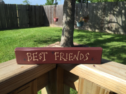 Primitive Wood Block T9006BF Best Friends Primitive Wood Block T9006BF Best Friends
