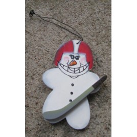 Hockey Snowman WD1060 Wood Christmas ornament