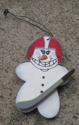 Hockey Snowman WD1060 Wood Christmas ornament Hockey Snowman WD1060 Wood Christmas ornament
