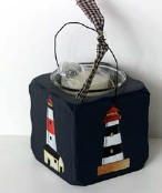 2042 - Lighthouse Collector wood candle holder 