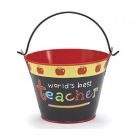 Teacher Gifts 485193 World's Best Teacher Pail Tin