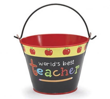 Teacher Gifts 485193 World's Best Teacher Pail Tin