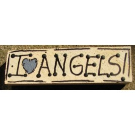 I Love Angels Wood Block  