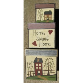 B15HSH- Home Sweet Home set of 3 paper mache nesting boxes 
