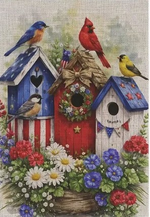 8KM3152705 Red White Blue Patriotic Birdhouse garden flag 8KM3152705 Red White Blue Patriotic Birdhouse garden flag