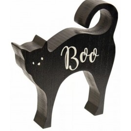 35684 Boo Cat Chunky Wood Sitter
