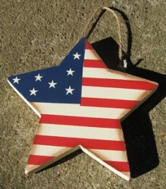 Patriotic Wood Star CH23 - Hanging Patriotic Star 