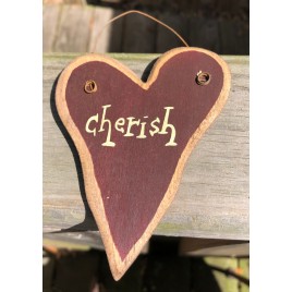 9003C - Cherish burgundy wood heart 