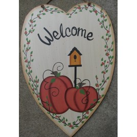Primitive Fall Decor  CWF0203-Welcome Pumpkin Heart