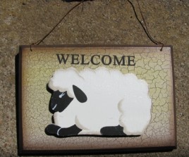 CWP-13 Welcome Sheep Crackled Sign